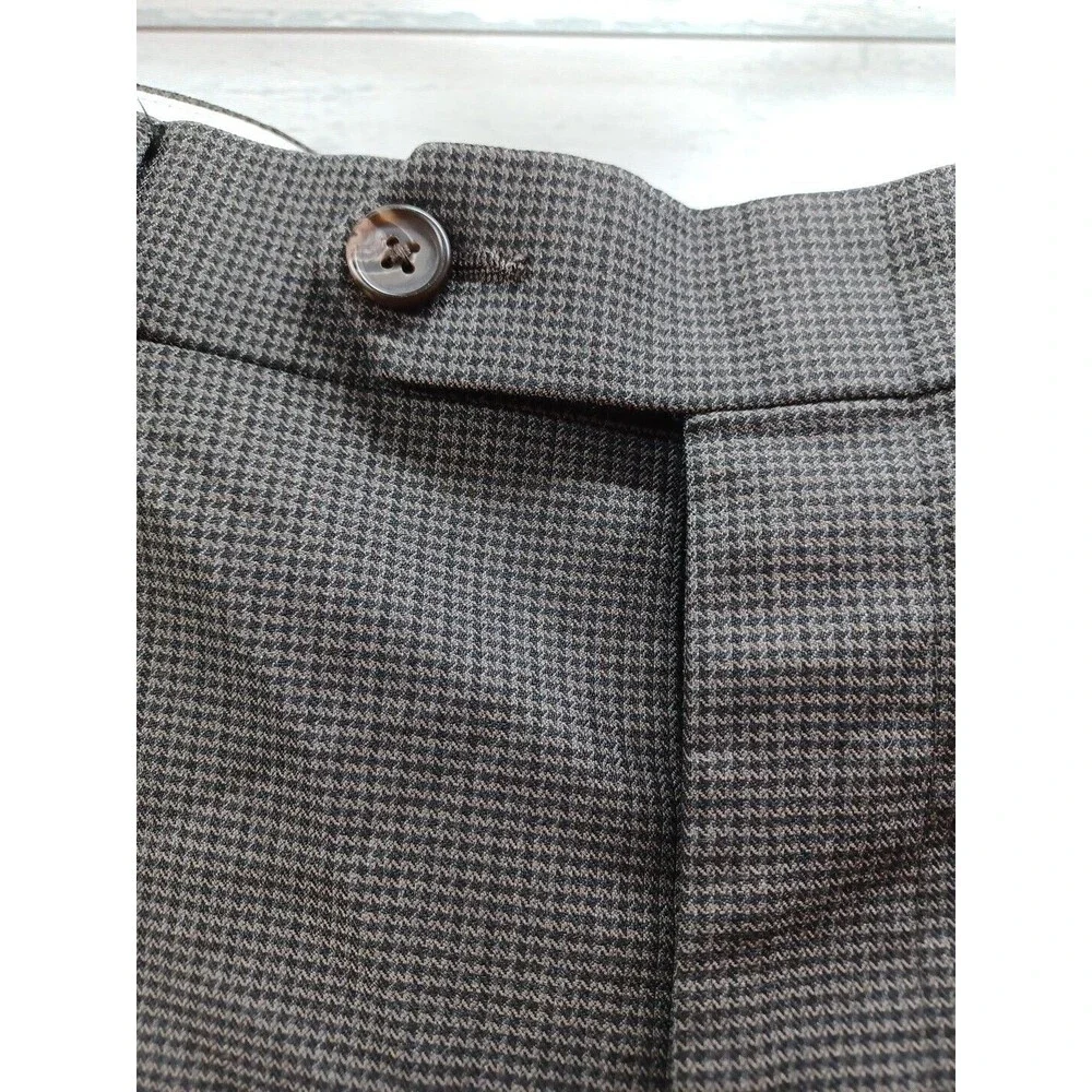 Polo Ralph Lauren Houndstooth Dess Pants  Men's Brown Pleated Sz 38W x 30L